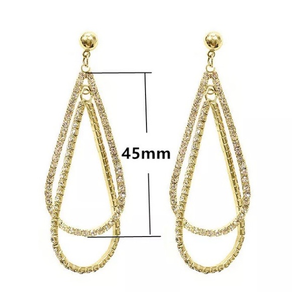 NEW 18K Yellow Gold Diamond Long Drop Earrings - Picture 6 of 7